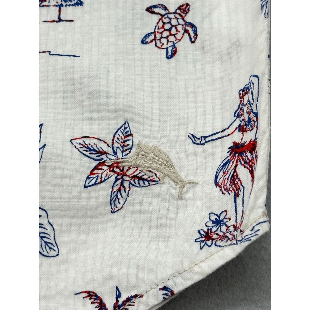 Tommy Bahama White Tropical Hula Girl Palm Tree Button Up Shirt Men’s Size Large - Picture 7 of 11